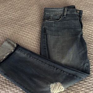 NYDJ size 10, cuffed bottoms and distressed knees
